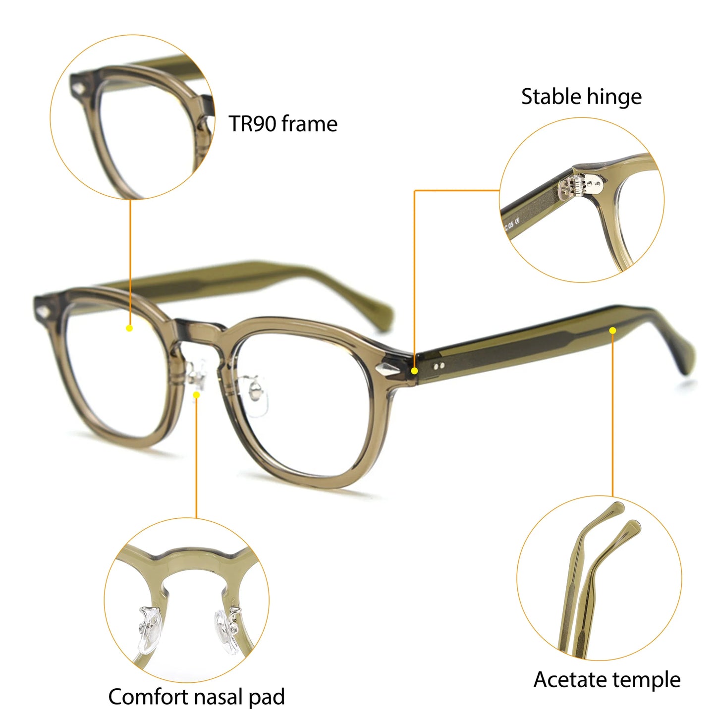 HBK Retro Men's Eyeglass Frames Luxury Anti BlueLight Lenses TR-90 Frame Glasses Women's Reading Computer Eyewear