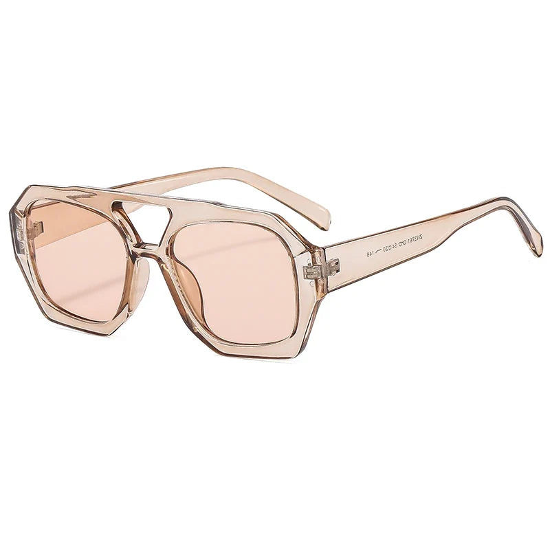 Hiking Women Fashion Polygonal Double Bridge Anti Light Glasses Luxury Minimalist Leopard Pattern Design Eyeglasses UV400