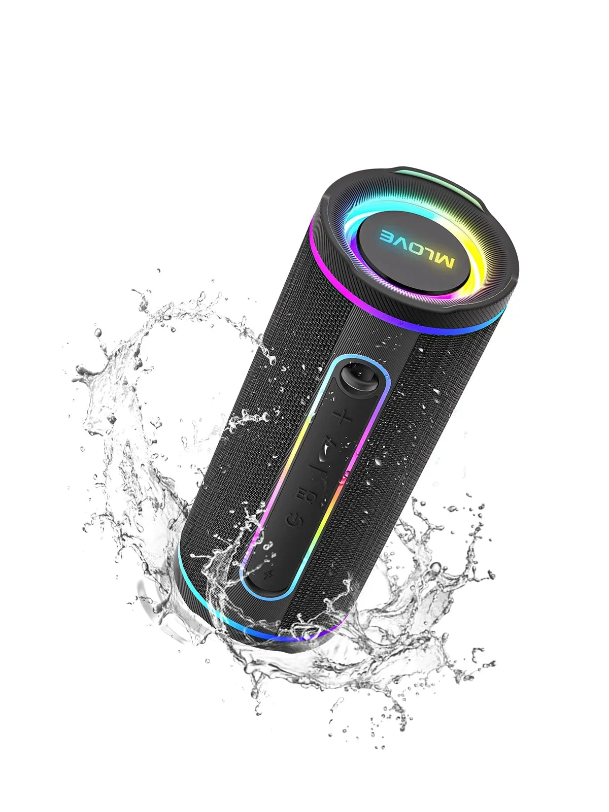 MLOVE E80 Portable Bluetooth Speaker – Powerful Dual Sound, Colorful RGB Lighting, Fully Waterproof (IPX7), TWS Enabled