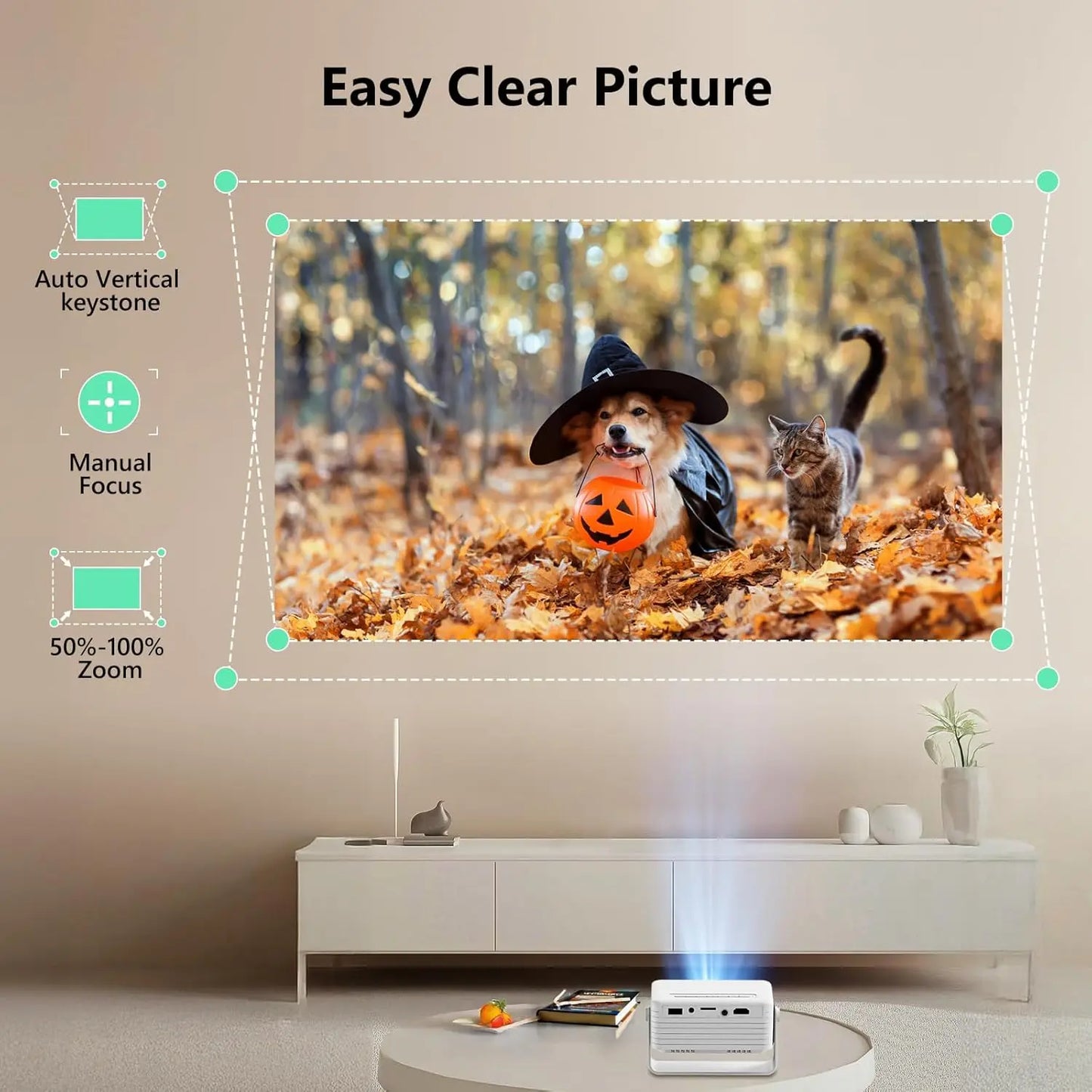 Salange Y30Pro Mini Portable Projector, Supports 1080P, Auto Keystone, USB/TF for Home Theater, Compatible with IOS/Android/Lapt