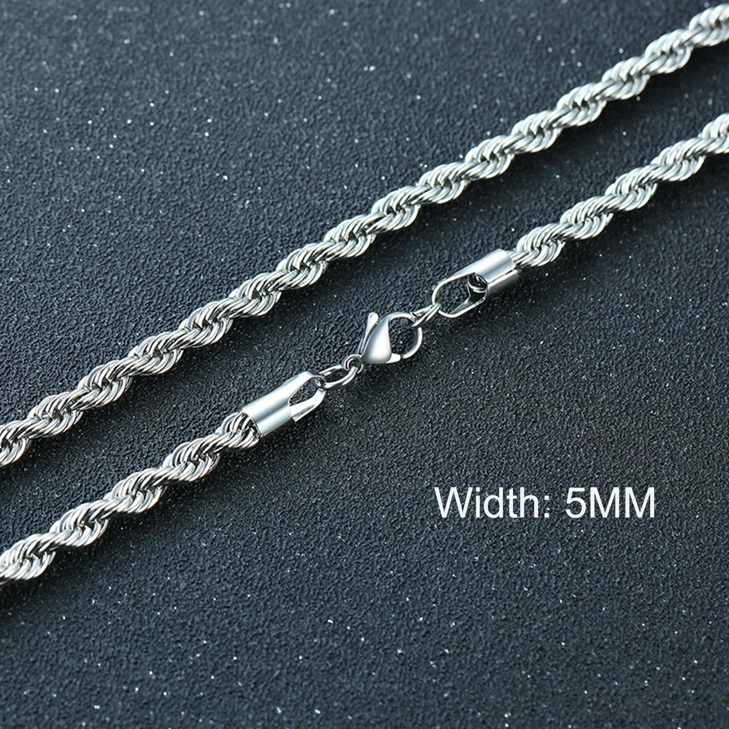 3-11mm Classic Cuban Chain Necklace for, Silver Black Gold Grey Color