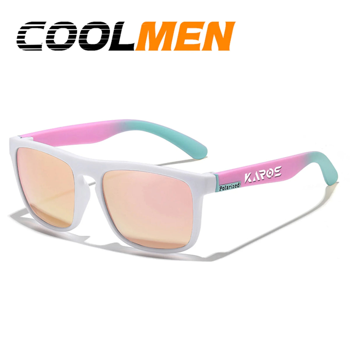 COOLMEN Classic Men Square Polarized Fishing Sunglasses Outdoor Driving Cycling Running Goggles Vintage Large Frame UV400