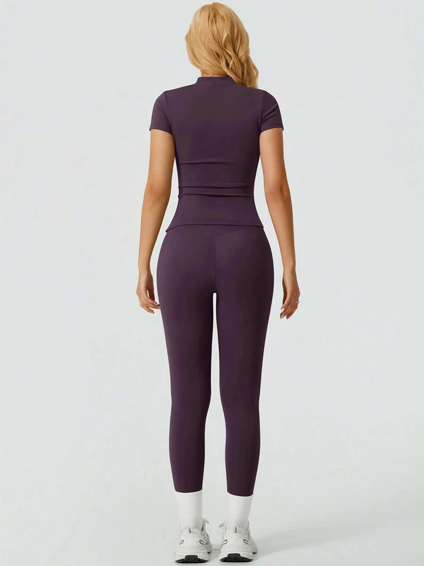 2 Piece Yoga Set Women Short Sleeve Top High Waist Leggings Gym Workout Clothing Tummy Control Fitness Sportswear Activewear Sui