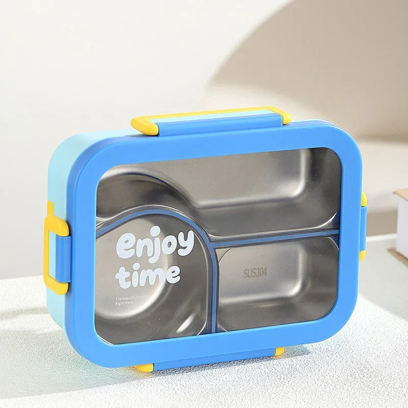 JUSTINLAU 304 Stainless Steel Lunch Box Compartment Leak-proof Student Office Workers Bento Box with Tableware Food Container