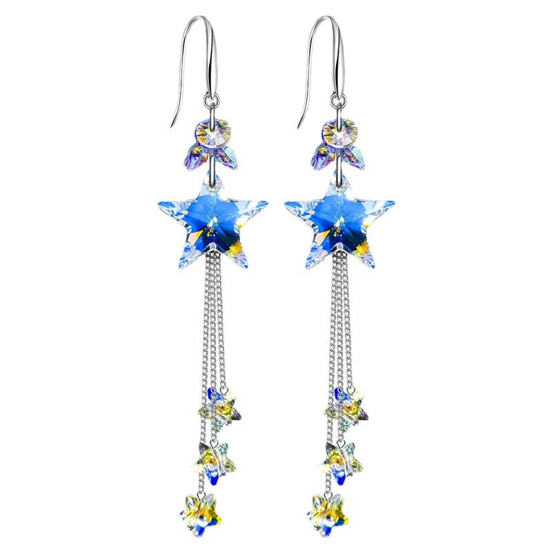 Pendientes Colgantes Estrella de Cristal