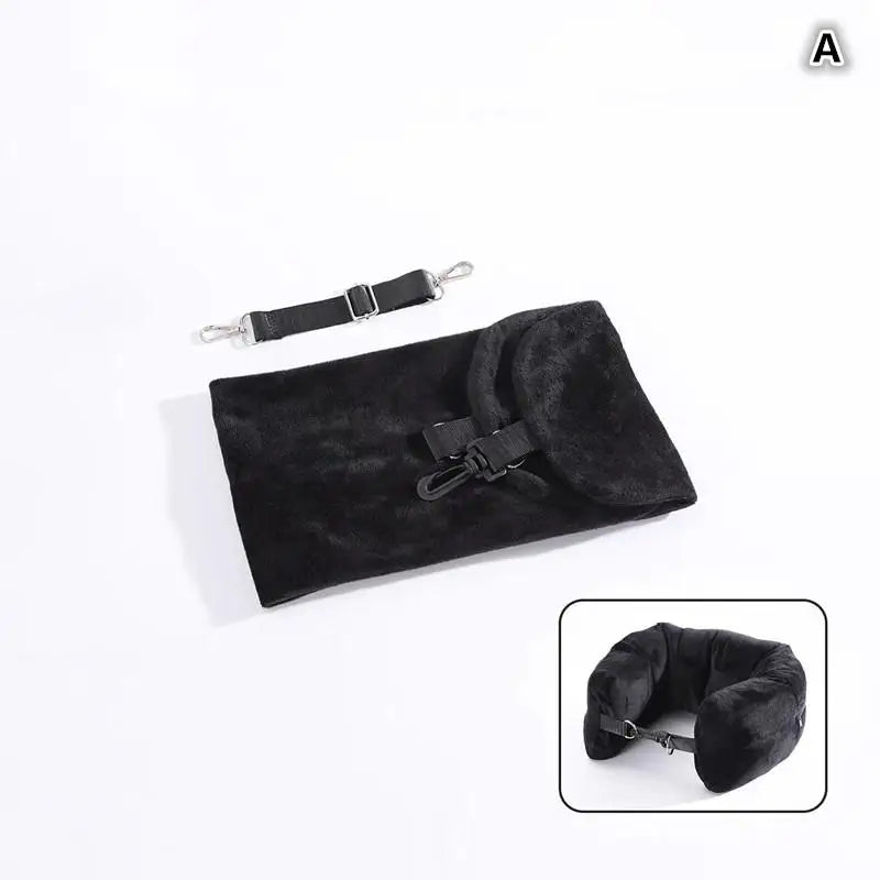 For Airplane Travel Travel Neck Pillow With Fillable Clothing Storage Bag U-Shaped Pillowcase Crystal Fleece Neck Pillow Cover
