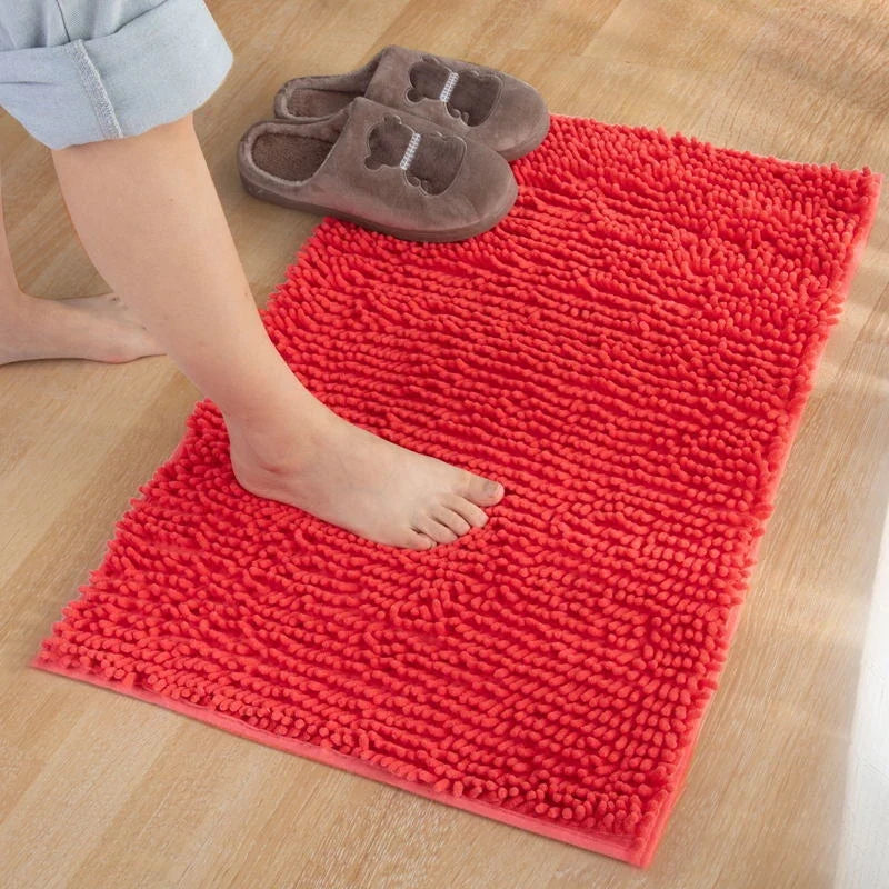 Chenille Bathroom Carpet Non Slip Bath Mat Soft and Comfortable Plush Living Room Door Bathroom Absorbent Foot Floor Matscarpet