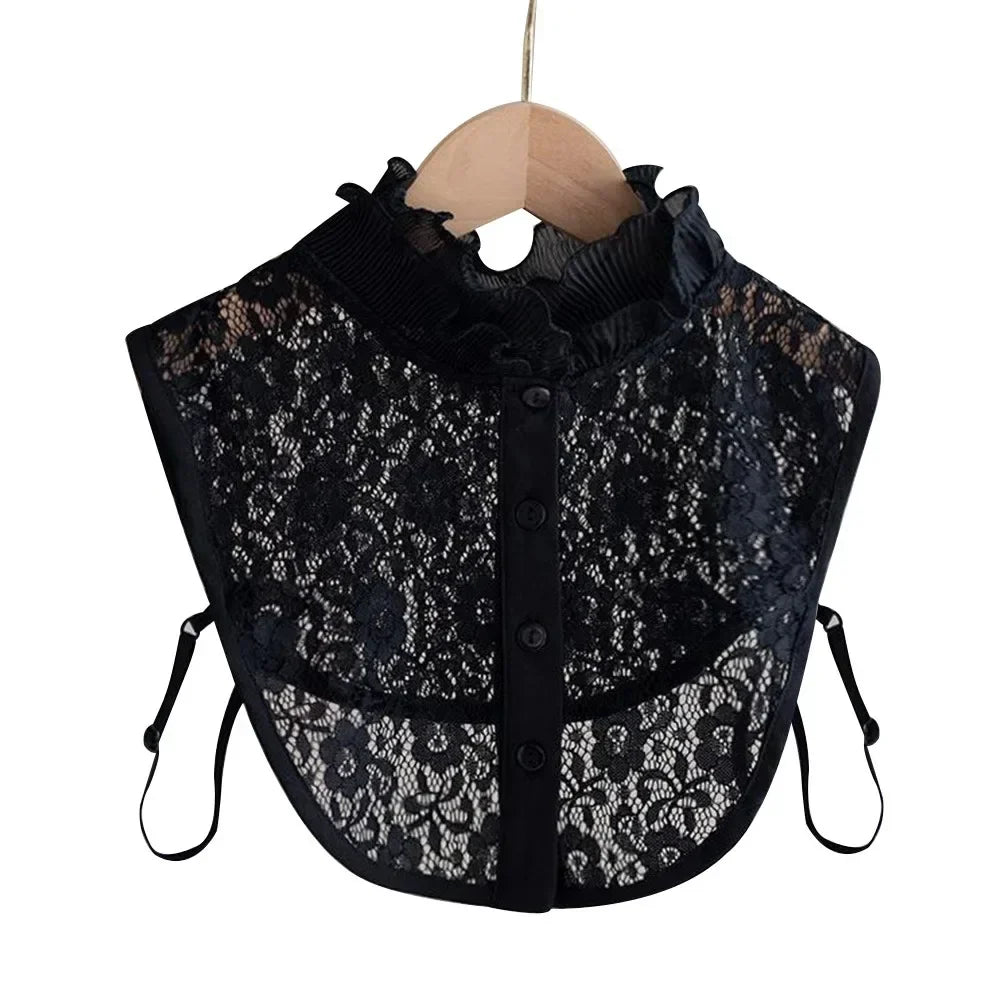 Beautiful Petal Fake Collar Black Lace False Blouse Detachable Lapel False Collar Sweater