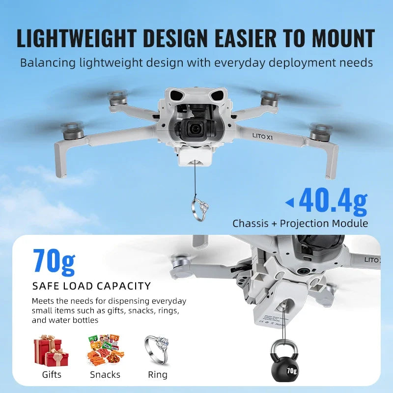 Airdrop System 12KM for DJI Lito 1/X1 Drone Accessories Thrower Payload Dropper Transport Device