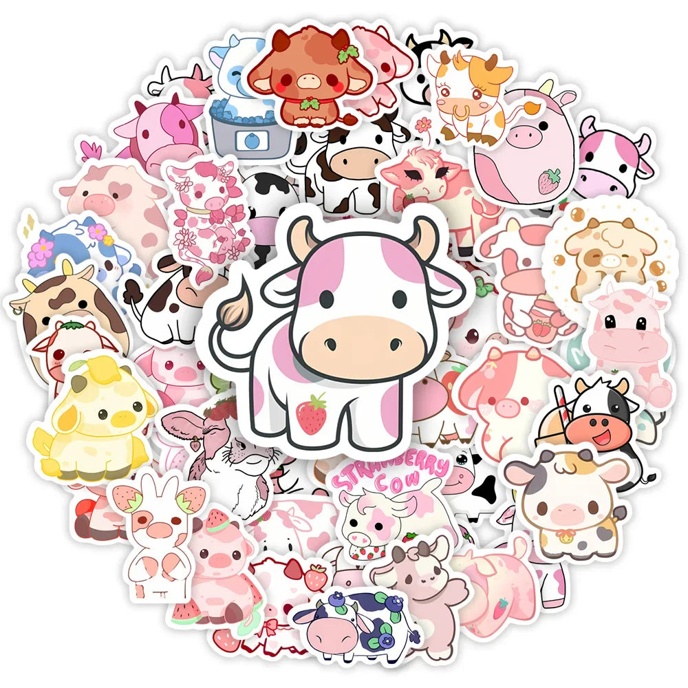Paquete de pegatinas de vaca kawaii