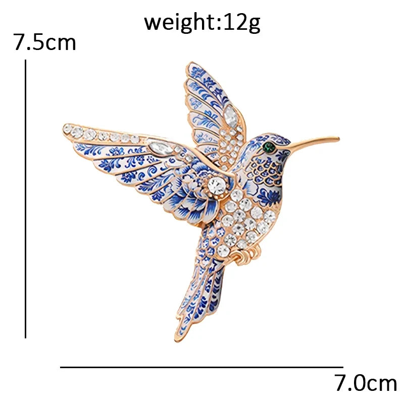 Wuli&baby Blue-and -White Porcelain Collection Animal Brooches For Women Unisex Goat Cat Butterfly Birds Party Office Brooch Pin