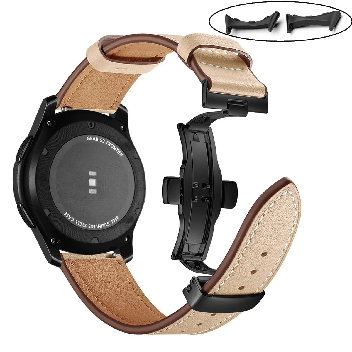 Google Pixel Watch 5, 4 & 3 45mm Leather Band, Butterfly Clasp