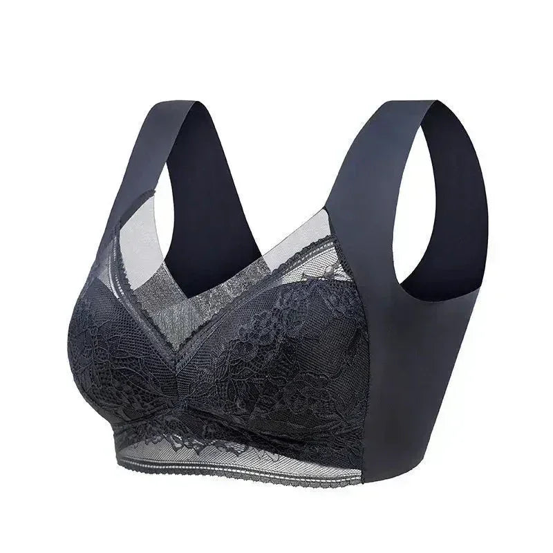L-6L Mujeres Sujetador Grande Push Up Seda de Hielo Sin Costuras Sujetador Bralette Encaje Sin Aros Sujetadores de Verano Talla Grande Lencería Ropa Interior 15019