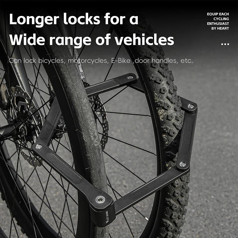 WEST BIKING Bike Foldable Lock Anti-theft Electric E-Bike Chain Padlock Motorcycle Safety Portable Locks Bicycle Accessories
