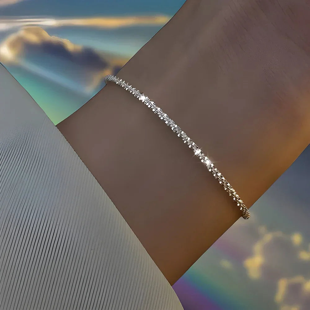 6pcs 925 Sterling Silver Rhinestone Bracelets for Women Girls Luxury