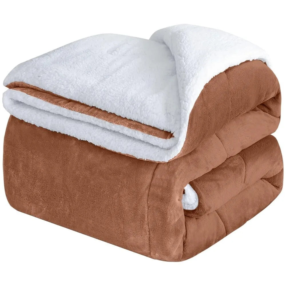 Fluffy Sherpa Fleece Blanket Throw Single Double King Cozy Warm Sofa Bed Throws
