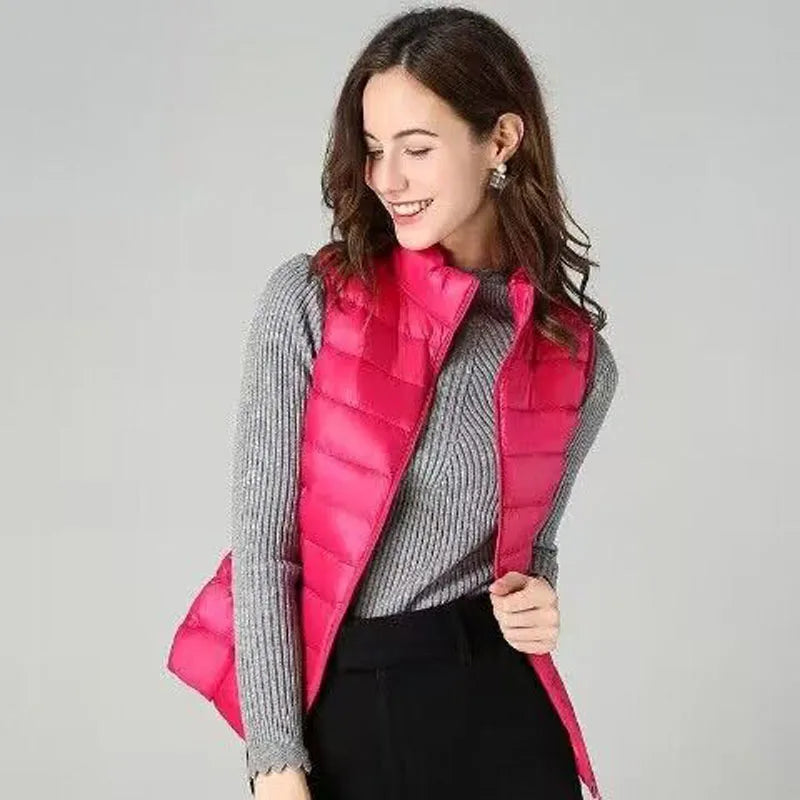 2026 White Duck Down Jacket Women Vest Autumn Winter Sleeveless Waistcoat Warm Lightweight Puffer Jacket Female Tops Outwear