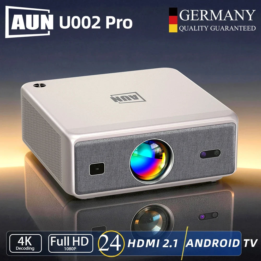AUN U002 Pro Projector Android 2+32G 300 Inch 4K LED Video Projector 1080P FHD TOF Focus Home Theater Bluetooth Speaker Smart TV