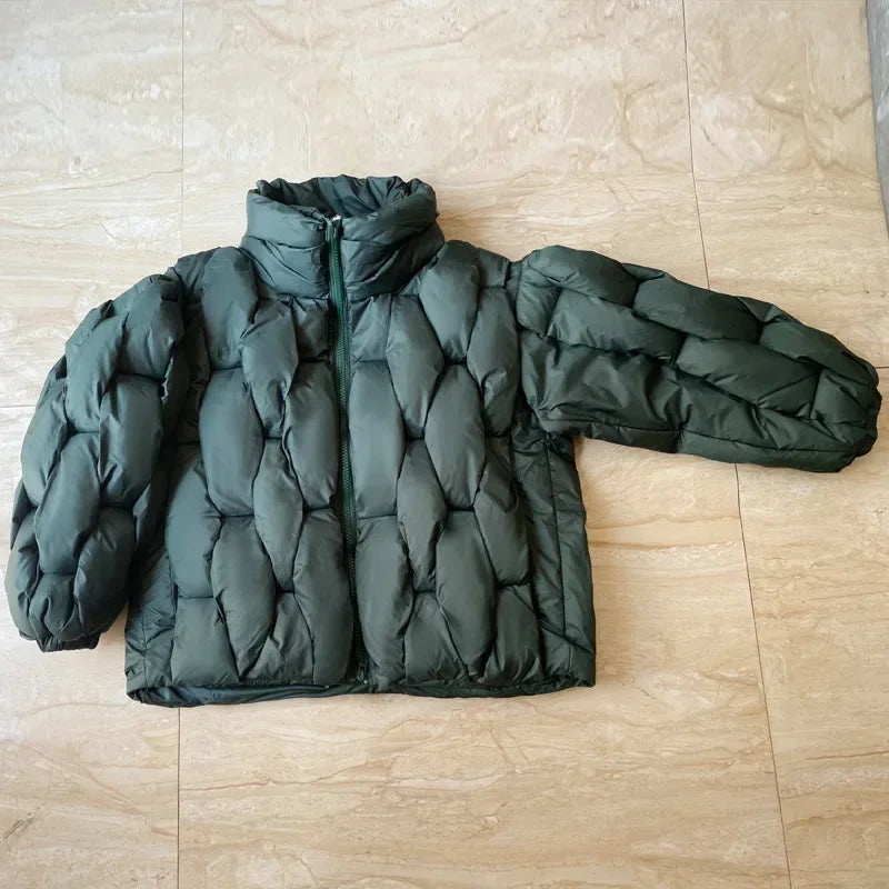 Loose Designer Winter Coat Women Down Jacket Fashion Oversized Couple Coats Weave Plaid Puffer Parkas Thicken Warm Chic Outwear