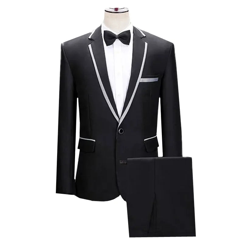 (jacket+pants) Men Fashion Wedding Banquet Party Flower Suits Singer