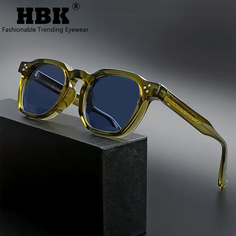 HBK New Square Vintage Sunglasses Men Square Fashion Punk Sun Glasses for Women Outdoor Travel Driving Beach Eyewear UV400