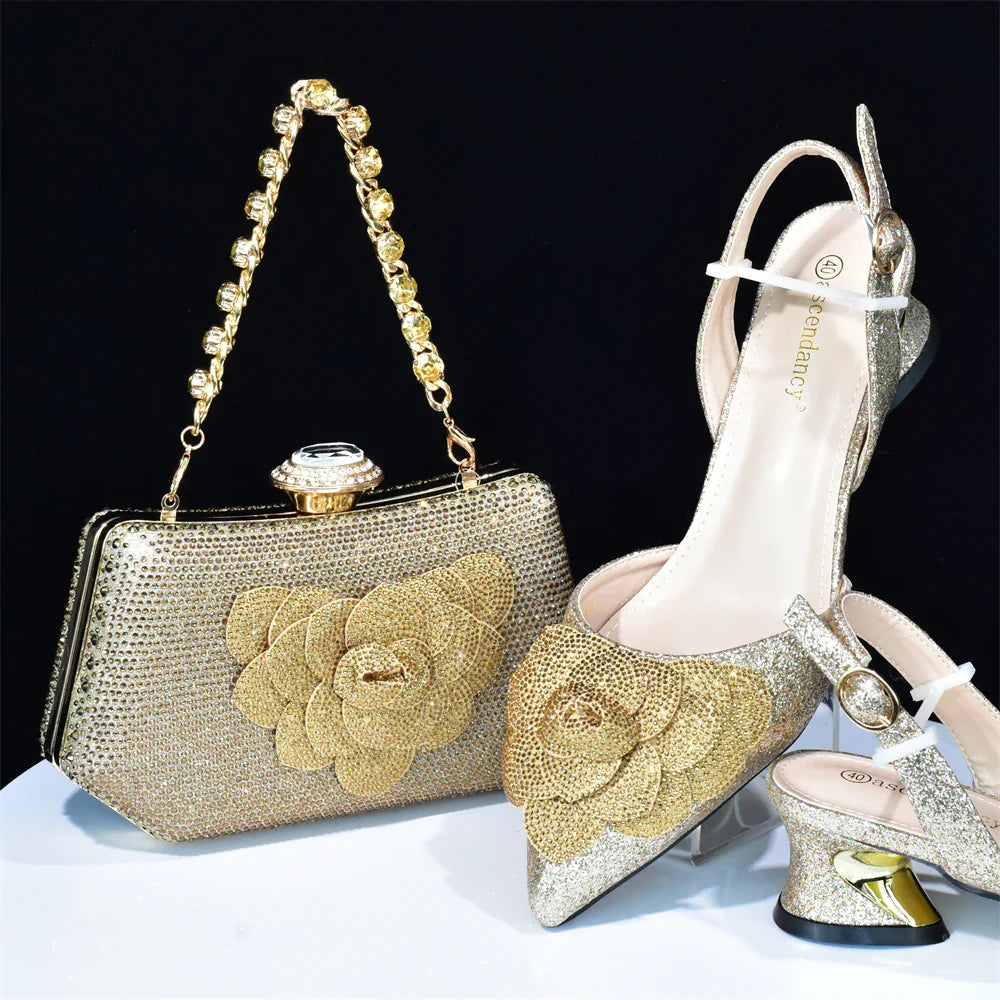 Conjuntos italianos de zapatos y bolsos para fiesta de noche HAB1-16