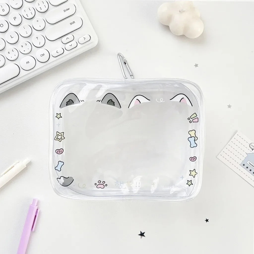 Couple Dolls Storage Bag Transparent Pvc Zipper Organizer Bags Dustproof Plush Doll Display Case Outdoor Backpack Hanging Bag