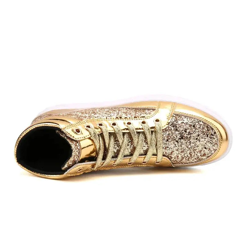 Hip Hop Inspired High Top Sneakers with Mirrors