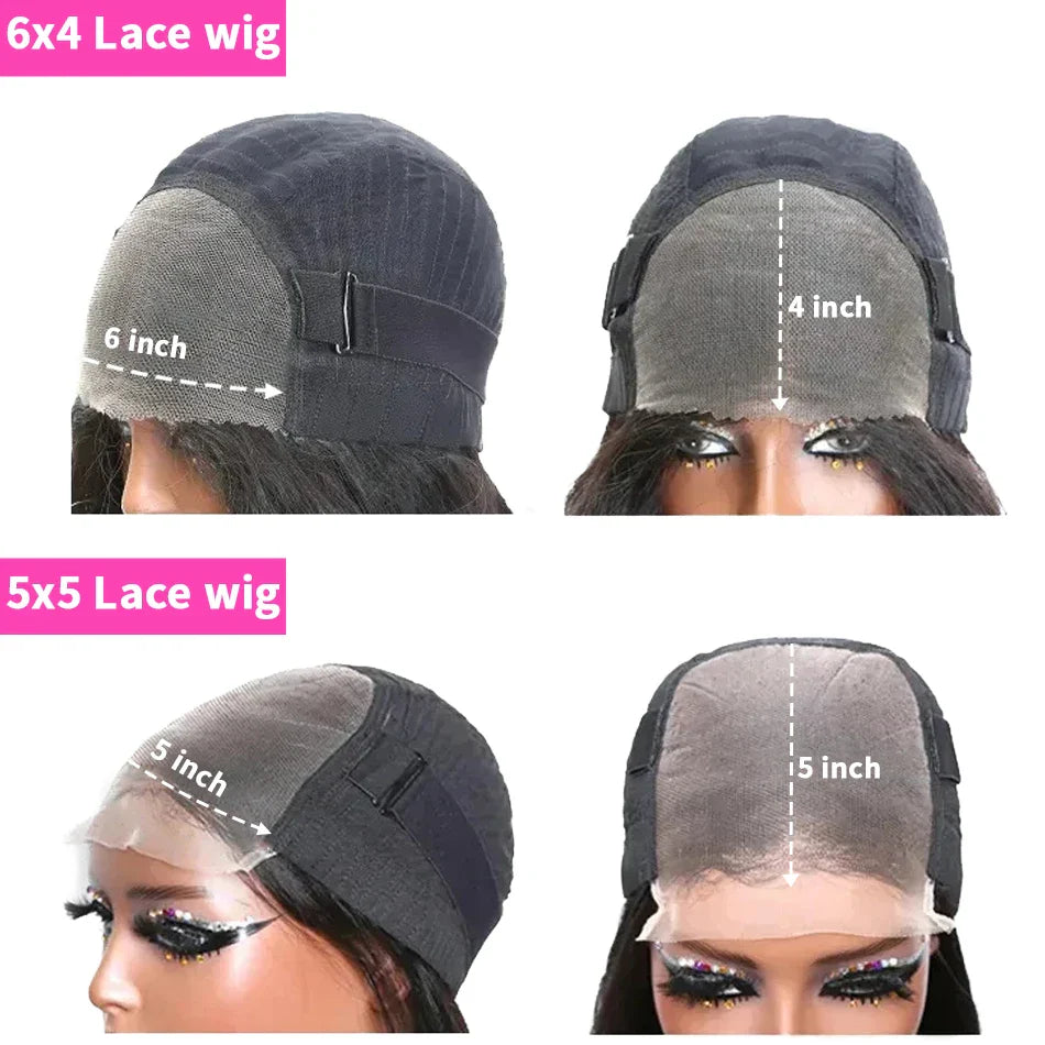 Peluca Frontal de Encaje Recto de Cabello Humano 5x5 6x4 HD Sin Pegamento Pre Arrancada Sin Recorte Lista Para Usar