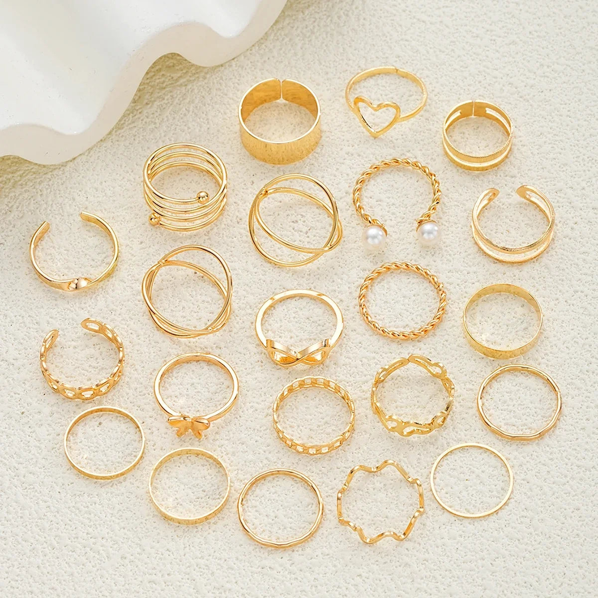 83pcs Elegant Pearl Geometric Earrings Necklace Bracelet Ring Jewelry