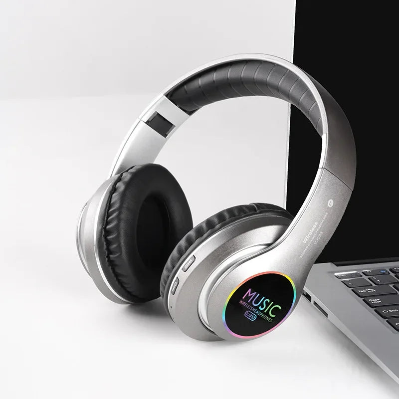Wireless Bluetooth 5.0 HiFi Headphone With On-Ear Headset Stereo Sound Earphones Sports Office Game Foldable Low Latency