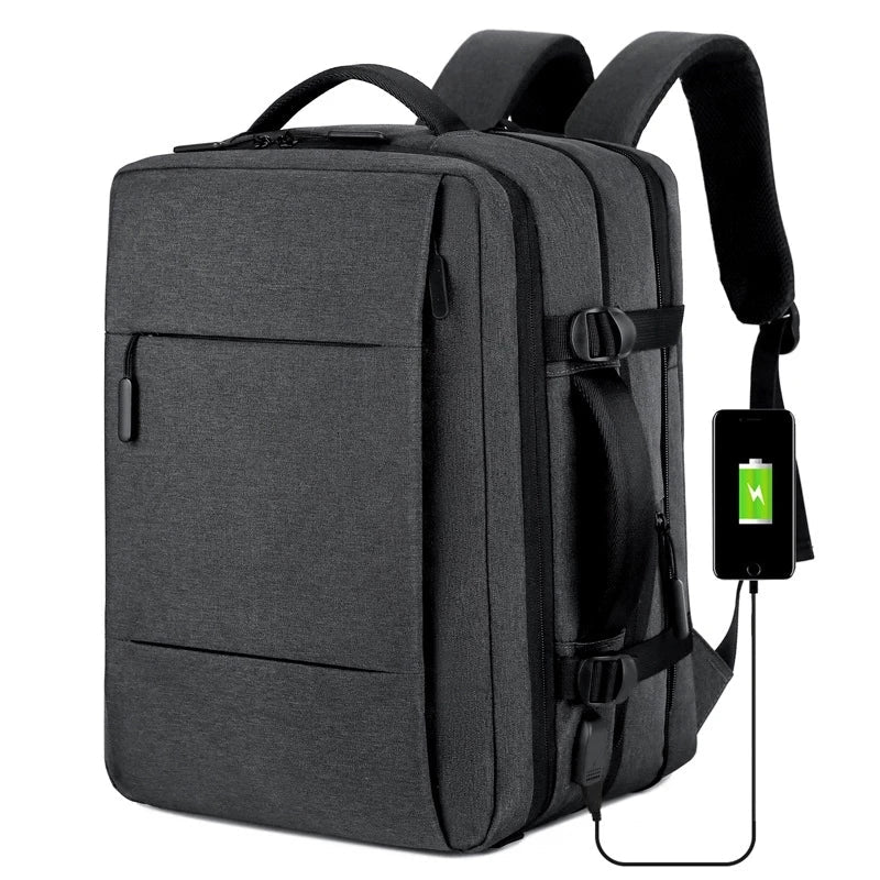 Expandable Waterproof Backpack with USB Port for Laptops