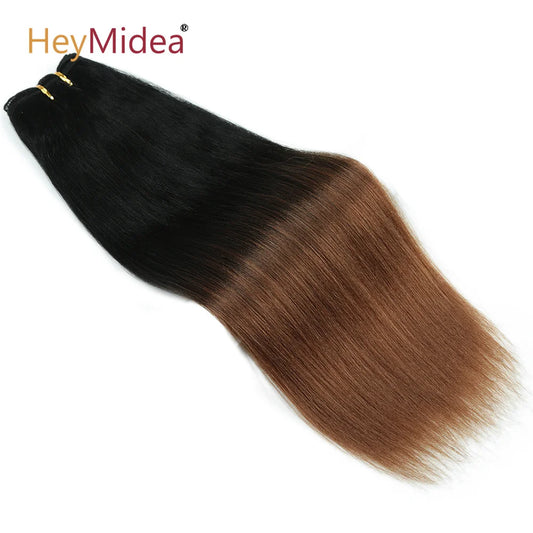 Extensiones de Pelo Liso de 18 Pulgadas, Extensiones de Pelo Sintético Yaki Liso de Salón, Tejido de Pelo Sintético de Lleno a Puntas