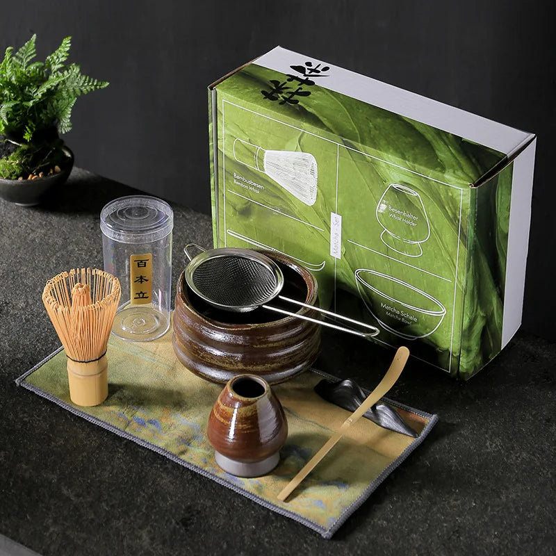 4PCS Japanese Matcha DIY Tea-Making Tools Bamboo Matcha Whisk Scoop Bowl Tea Whisk Brush Suits Ceremony Accessories