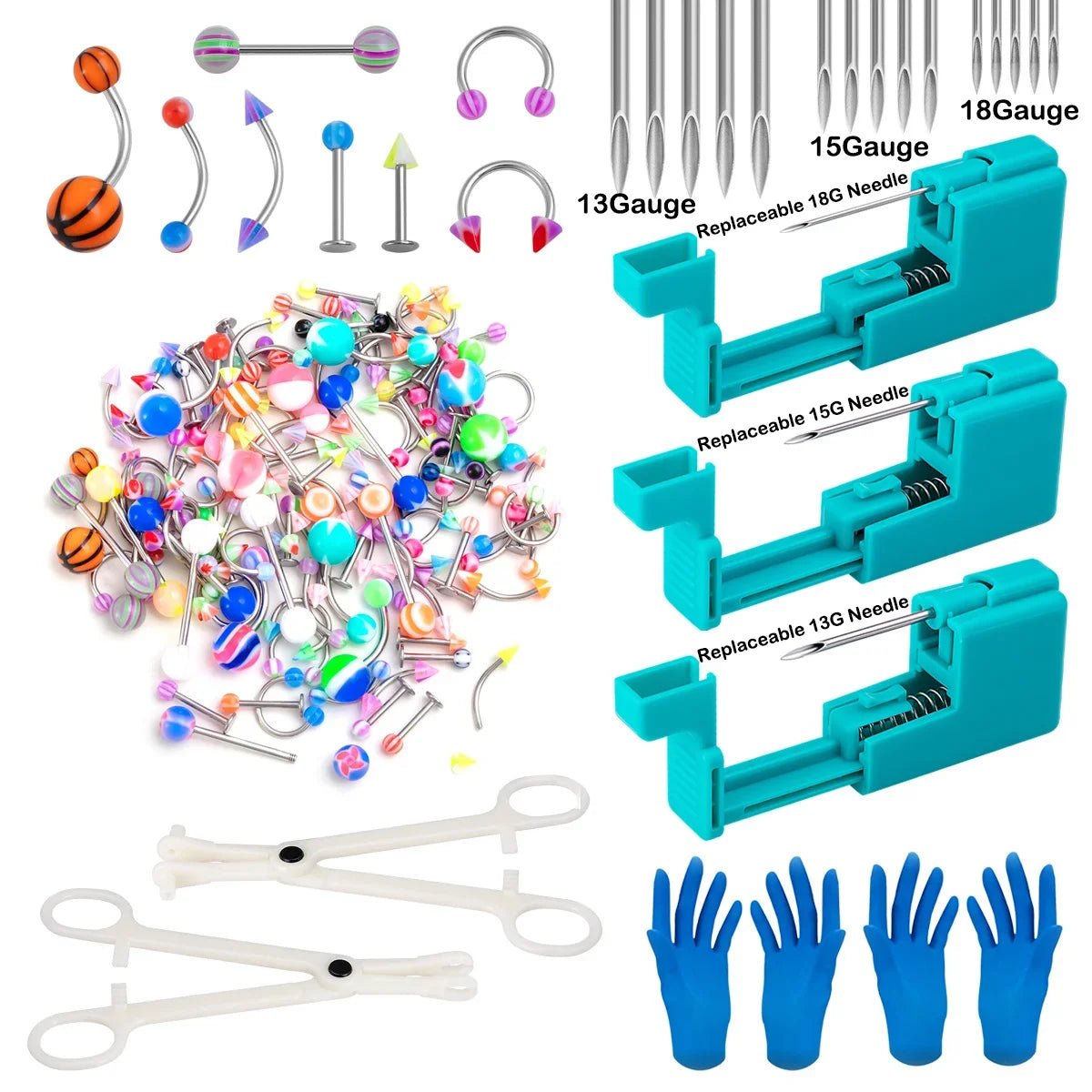 Body Piercing Tool Kit Easy to Use Body Piercing Gun Lip Nose Tongue