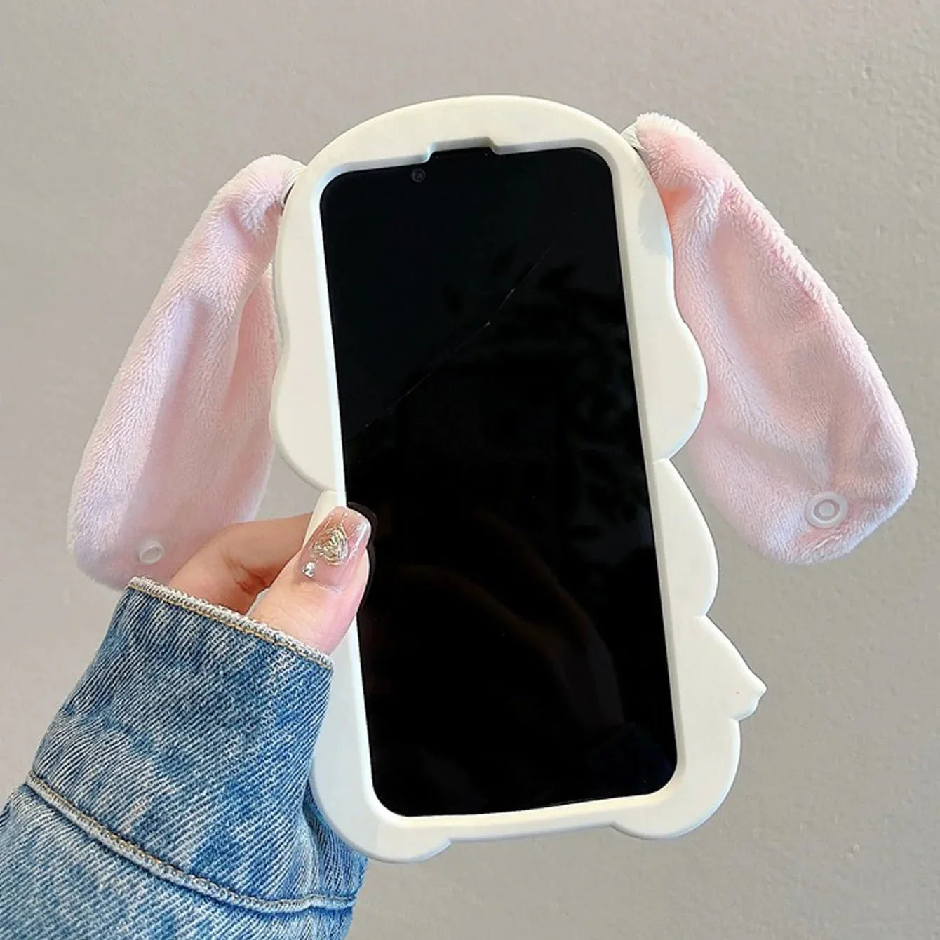 Funda de iPhone Conejo con Orejas de Peluche