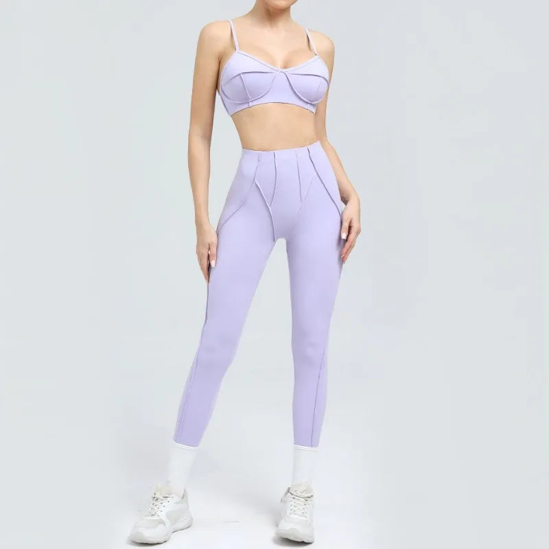 2-Piece Yoga Set – Open Back Sports Bra & High Waist Shorts