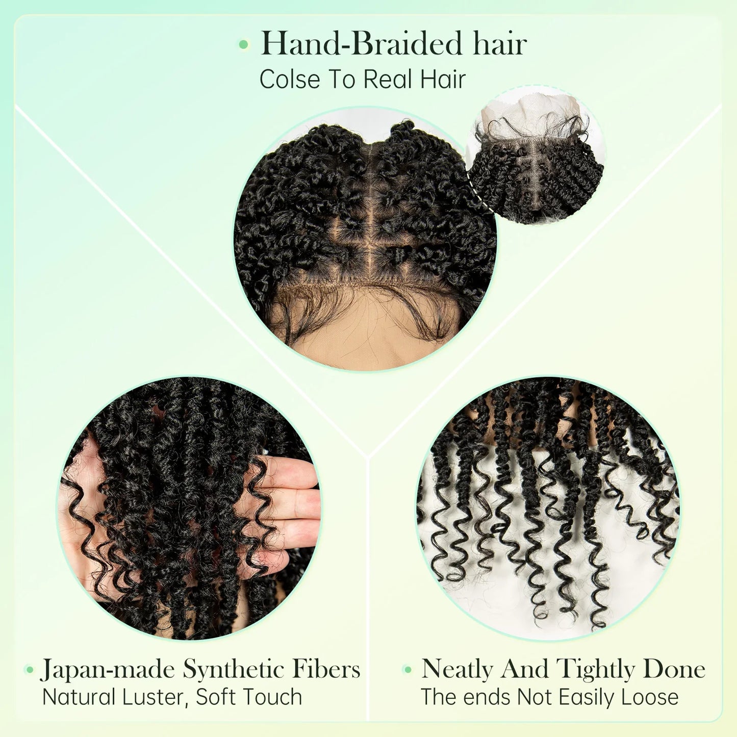 14Inch Full Lace Braided Wigs Synthetic Lace Frontal Twisted Braids Wigs with Baby Hair Knotless Box Braids Wig for Black Women