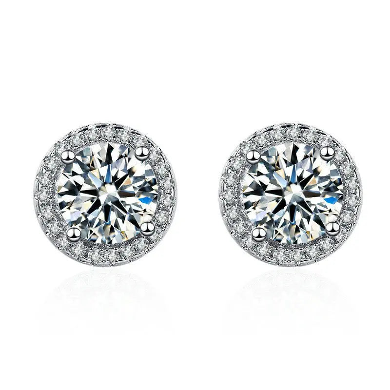 925 Sterling Silver Stud Earrings | Zircon and Colored Gemstone Elegant Jewelry
