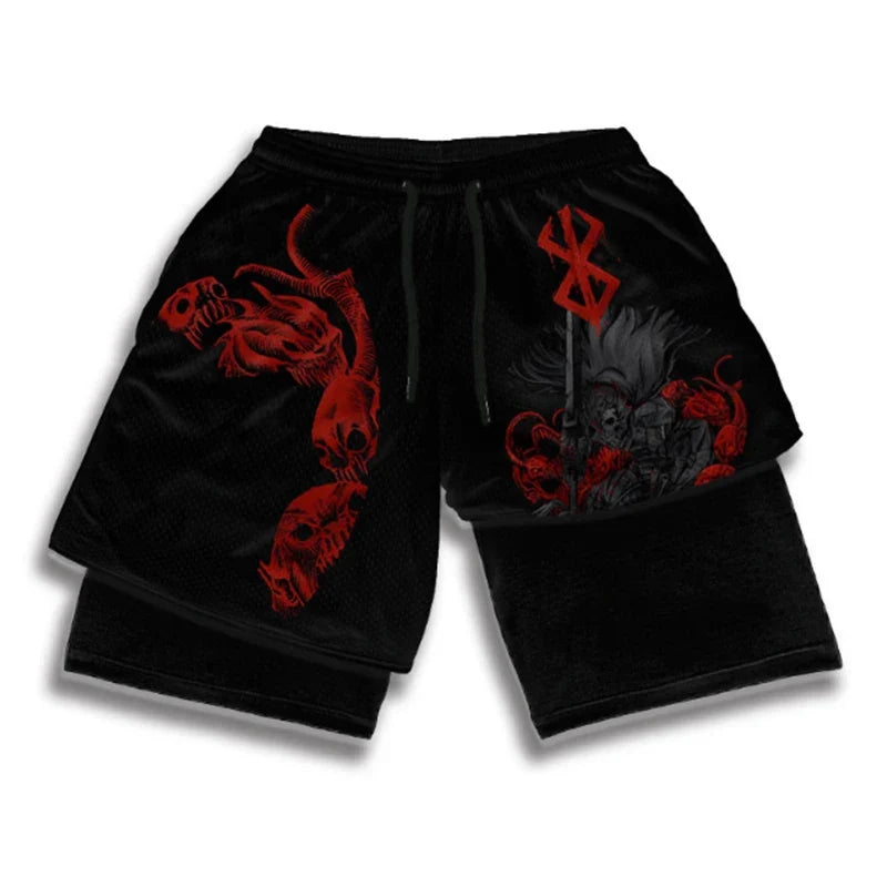 Anime Inspired 2-in-1 Running Shorts for Men