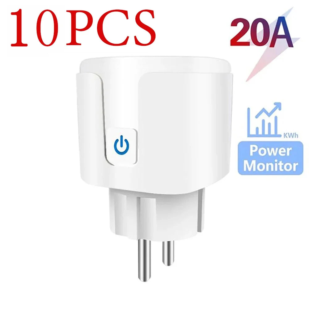 Smart Plug WiFi Socket EU 16A/20A With Power Monitor Timing Works with Tuya Smart Life App Voice Control