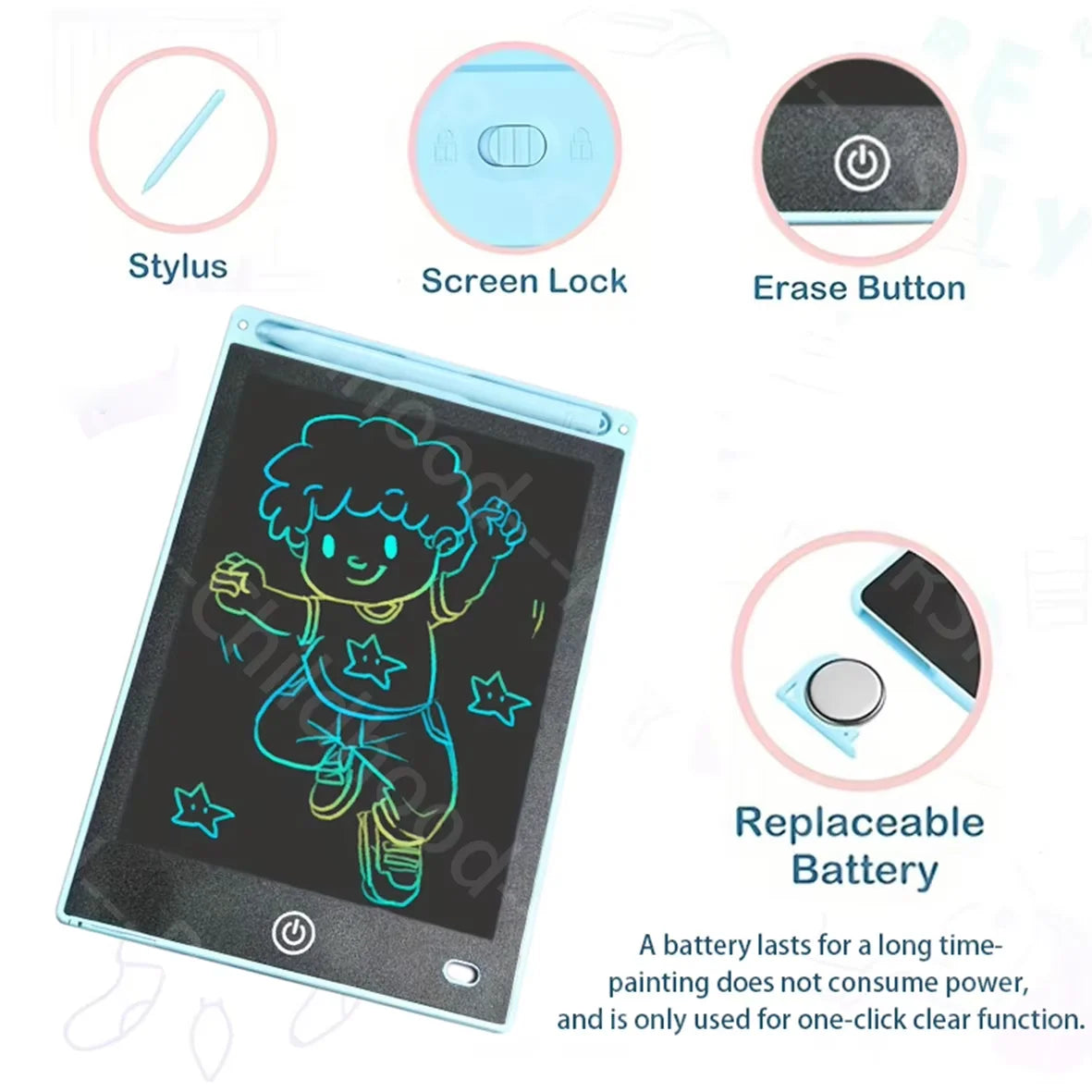 LCD writing tablet computer, suitable for children, electronic toy tablet, single-click erasure