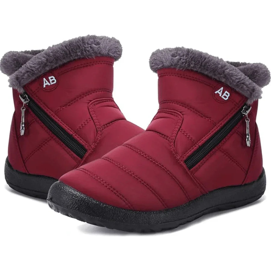 Women's Winter Snow Boots Faux Fur Lined Waterproof Ankle Booties Side Zipper Warm Outdoor Short Boots for Cold Weather