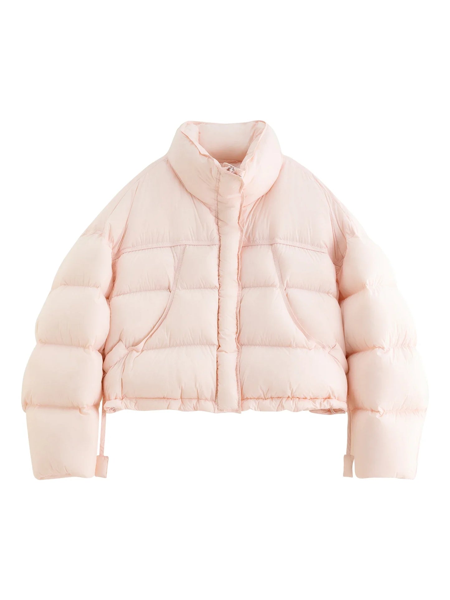 FSLE Winter 2025 Women Cloud-Like Puffer Coat - Stand Collar Short Down Jacket Lazy Chic Style Glossy Finish for Casual Comfort