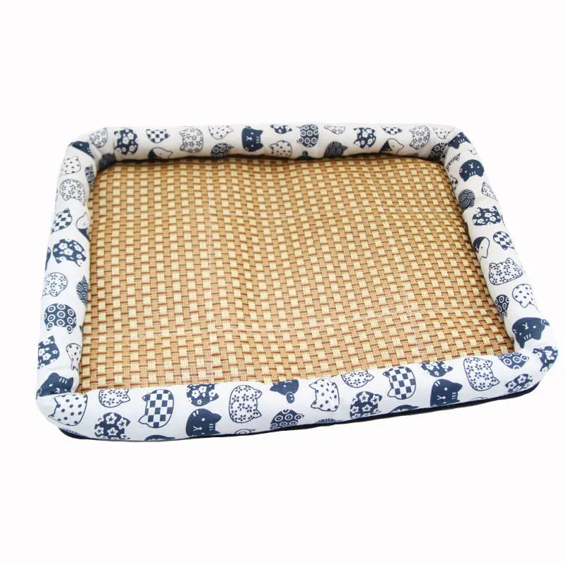 Pet Summer Mat Cute Dog Cooling Sofa Breathable Small Dog Bed Cushion Moistureproof Rattan Wear Cat Mat Accessories