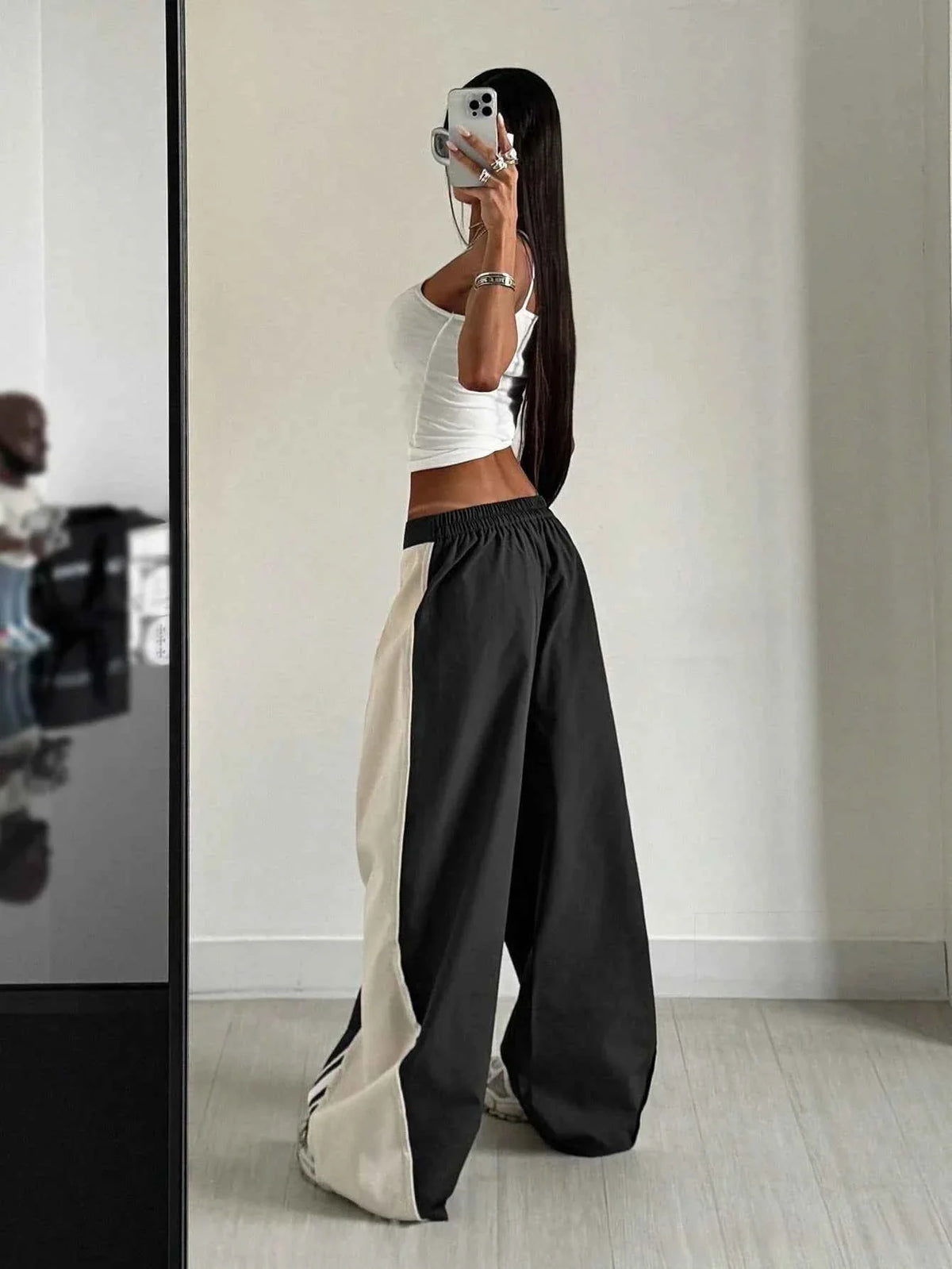 Women’s Color Block Wide Leg Stripe Pants Streetwear