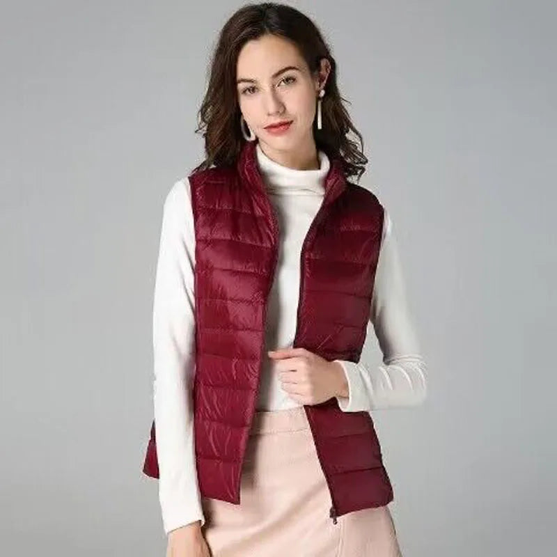 2026 White Duck Down Jacket Women Vest Autumn Winter Sleeveless Waistcoat Warm Lightweight Puffer Jacket Female Tops Outwear