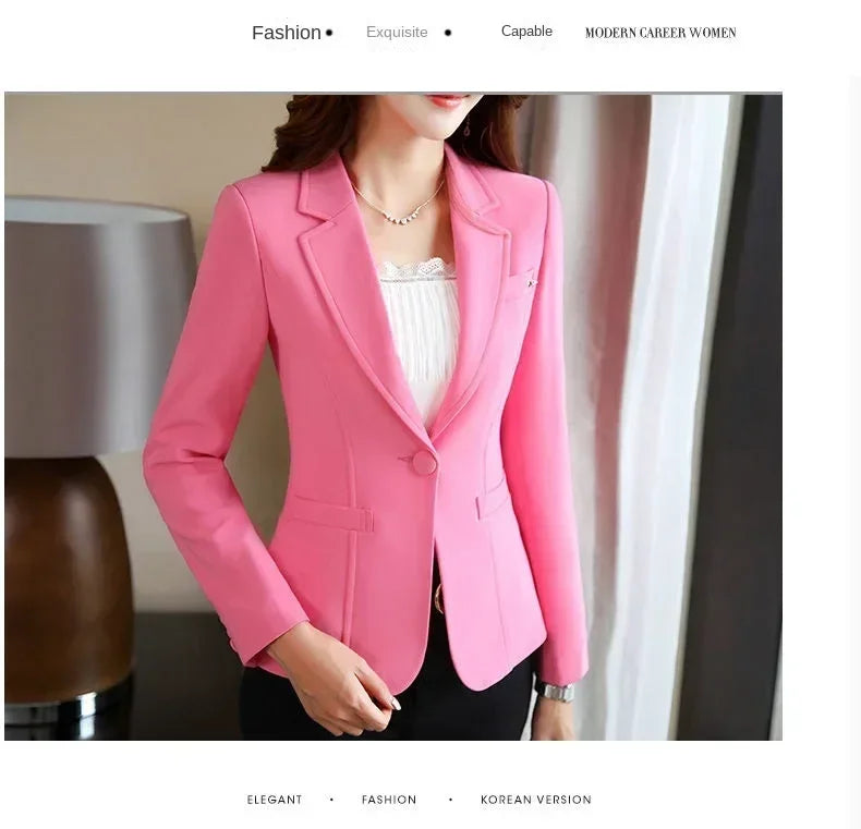 Chaqueta tipo blazer ajustada y entallada para mujer coreana, para primavera y otoño, estilo informal de oficina, traje de negocios para mujer, estilo moderno.