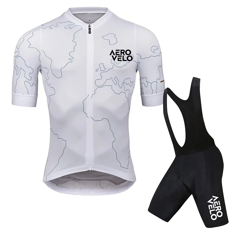 AERO VELO Cycling Jersey Set Men Cycling Clothing Summer Road Training Bike Shirts Suit Bicycle Bib Shorts MTB Uniform