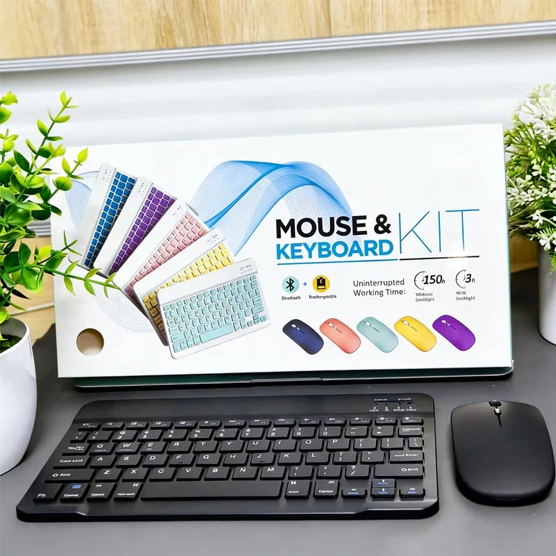 JP-Wireless Bluetooth keyboard ultra-thin and silent. Suitable for computers, tablets. Keyboard and mouse set for office use.